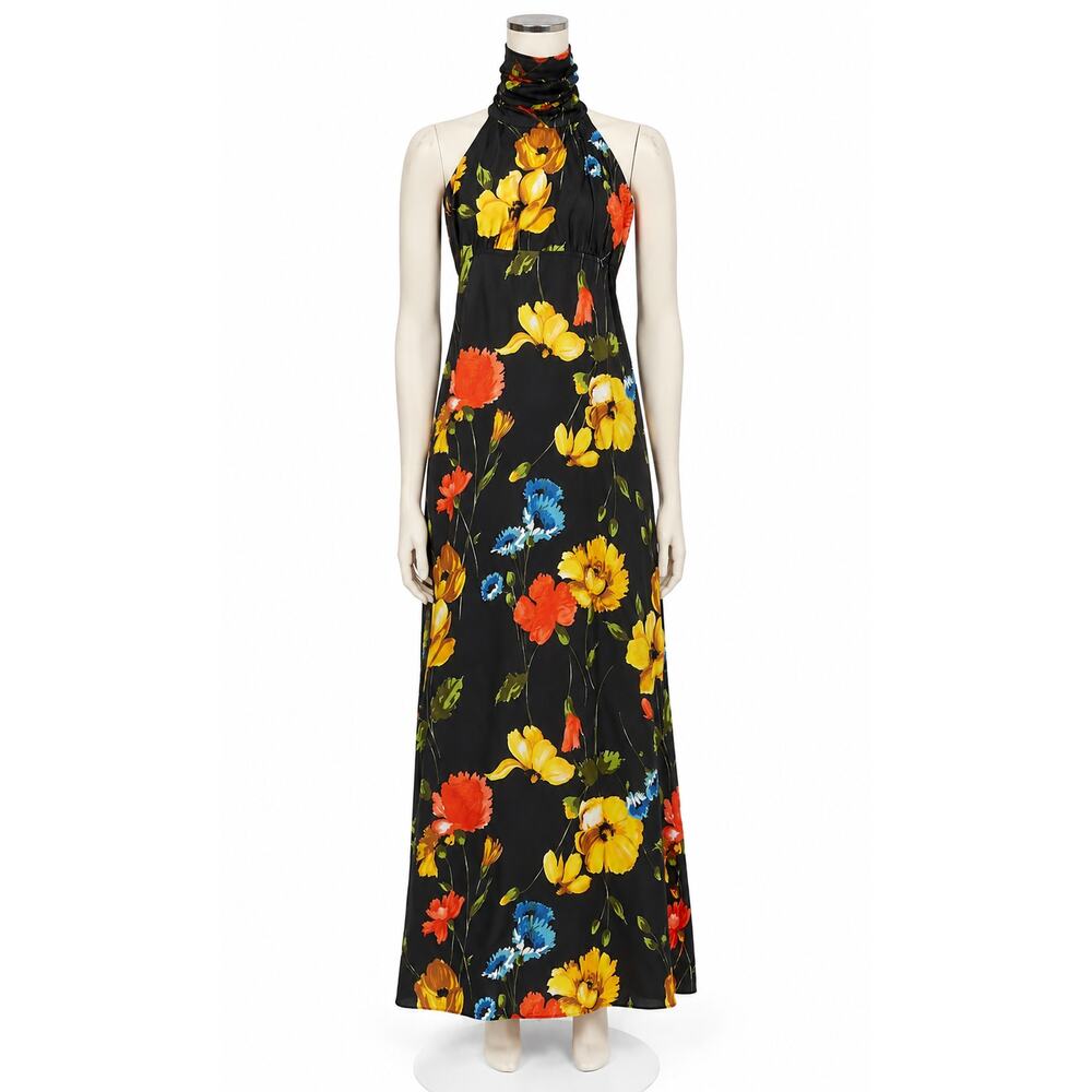 1970s Halter Hawaiian Vintage Maxi 6 To 8 Rare USA Dress